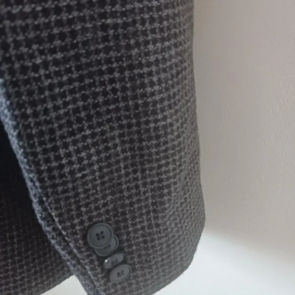 Michael Kors Mens Wool Houndstooth‎ Charcoal Gray Coat Blazer Size 48R